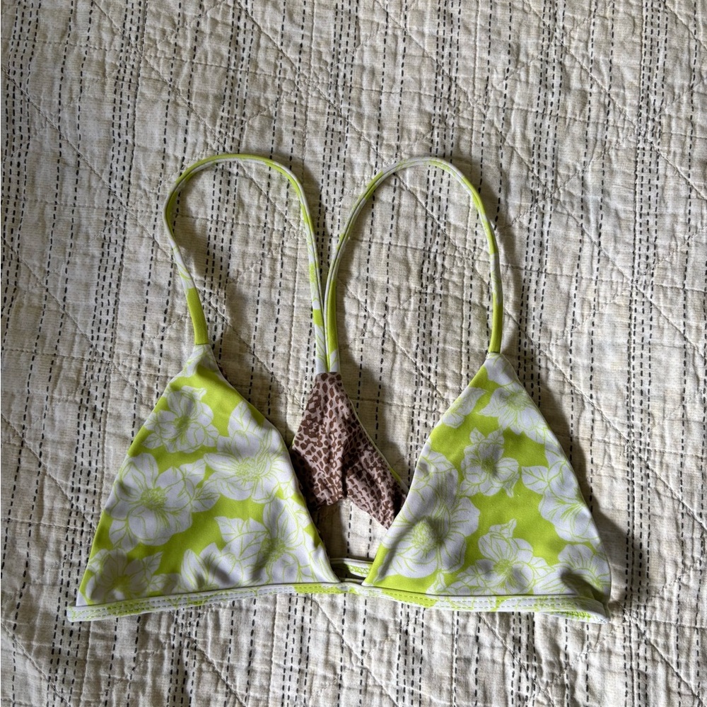 Acacia Lime and Brown Bikini Top